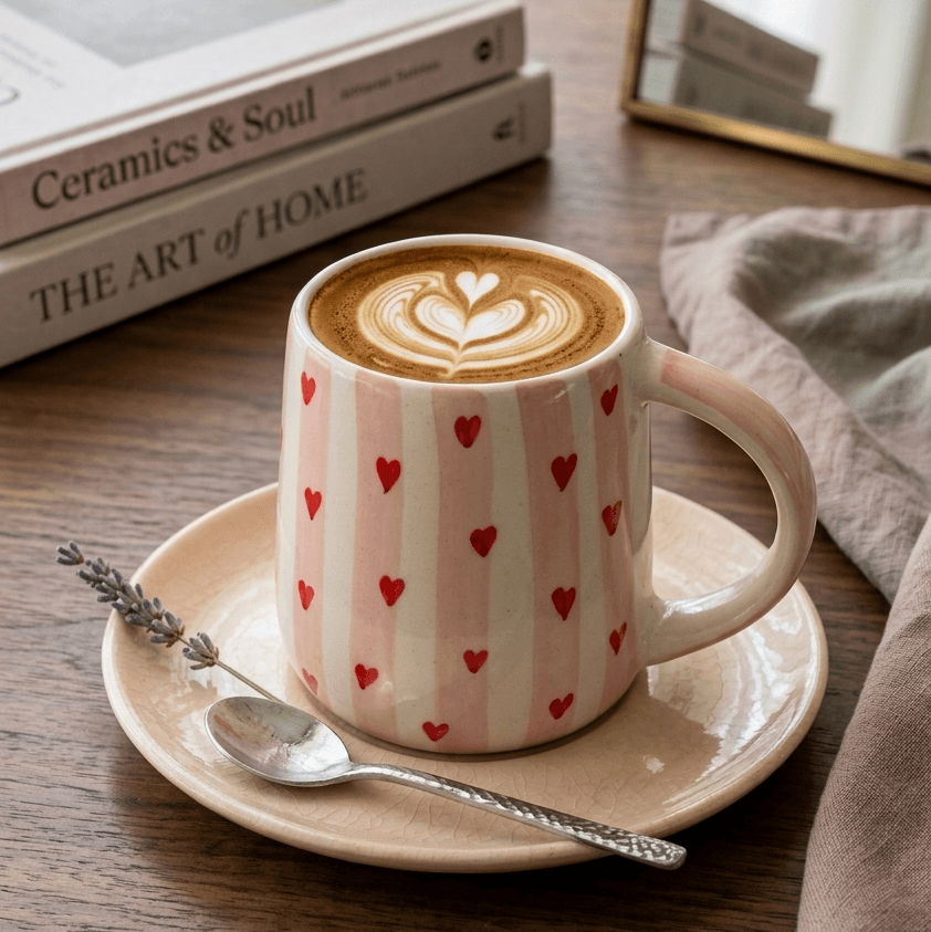 Red Heart With Stripes Mug