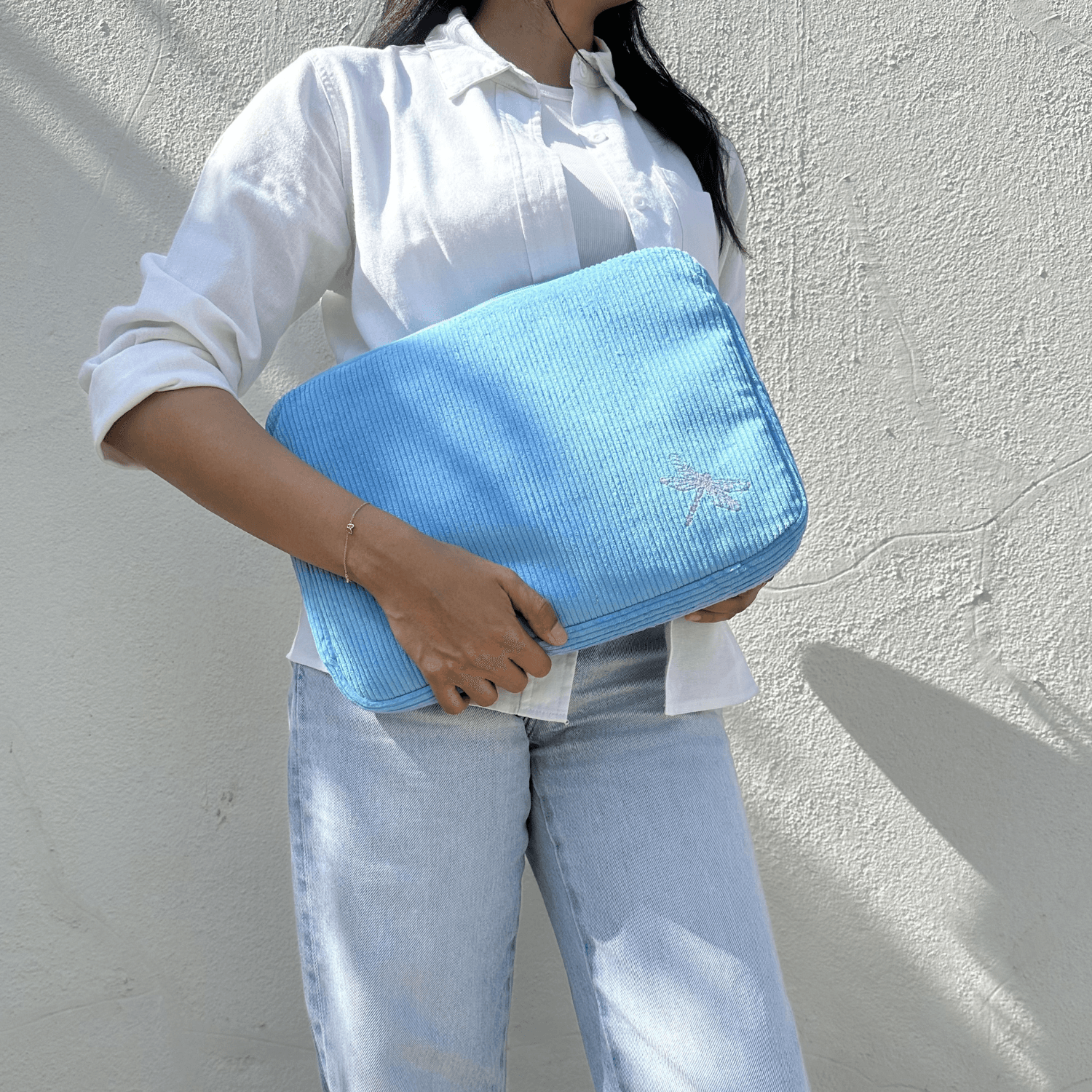 Corduroy Laptop Sleeve — Blue