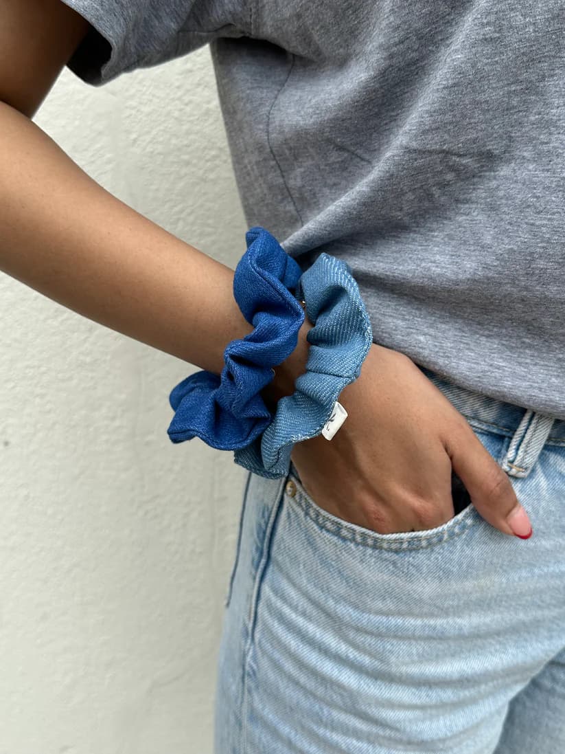Aire Ties — Classic Denim Scrunchies Duo