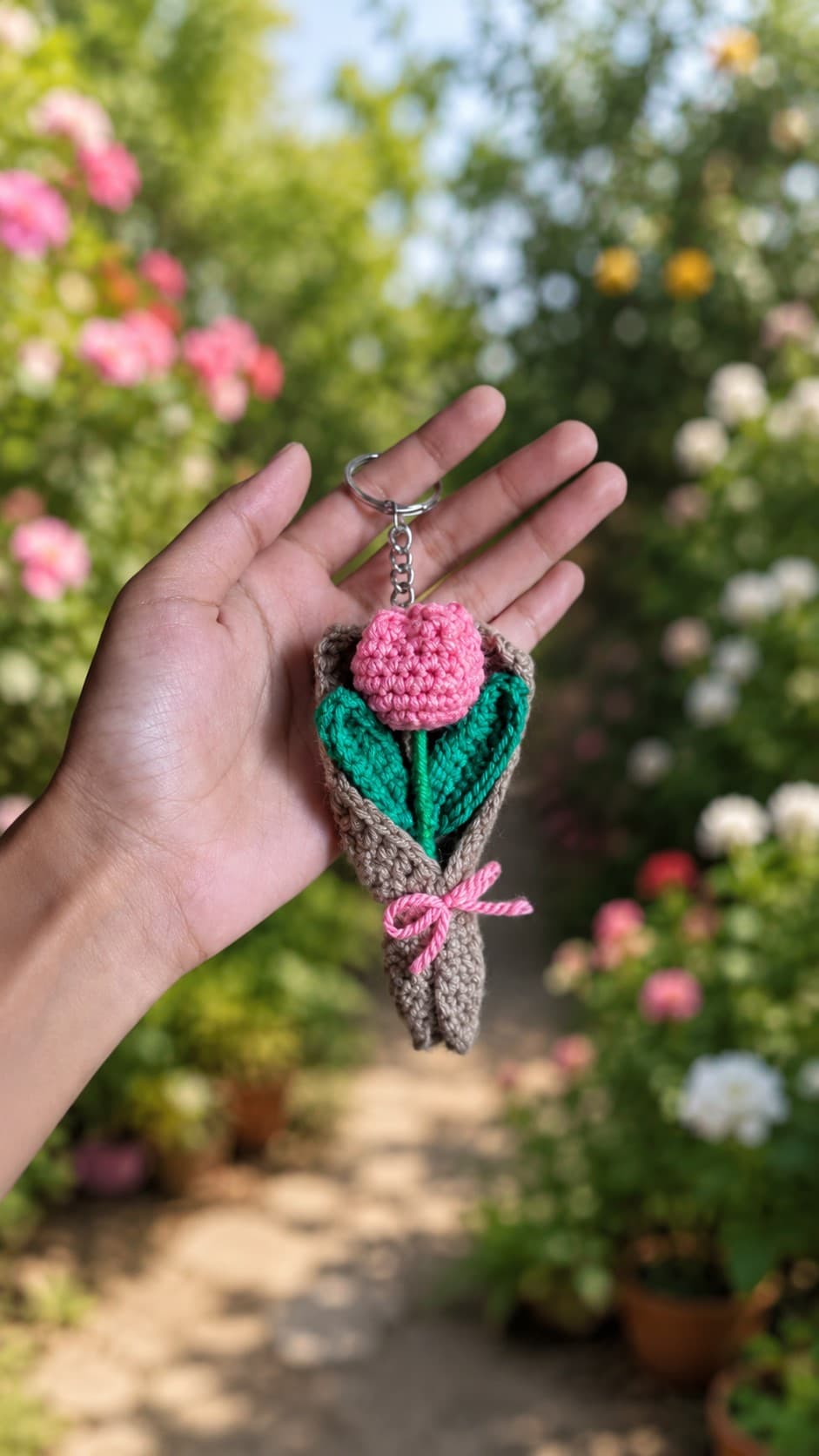 Single Tulip Bouquet Keychain