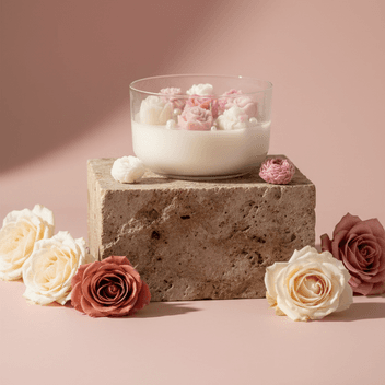 Blush Bloom Floral Glass Bowl Candle
