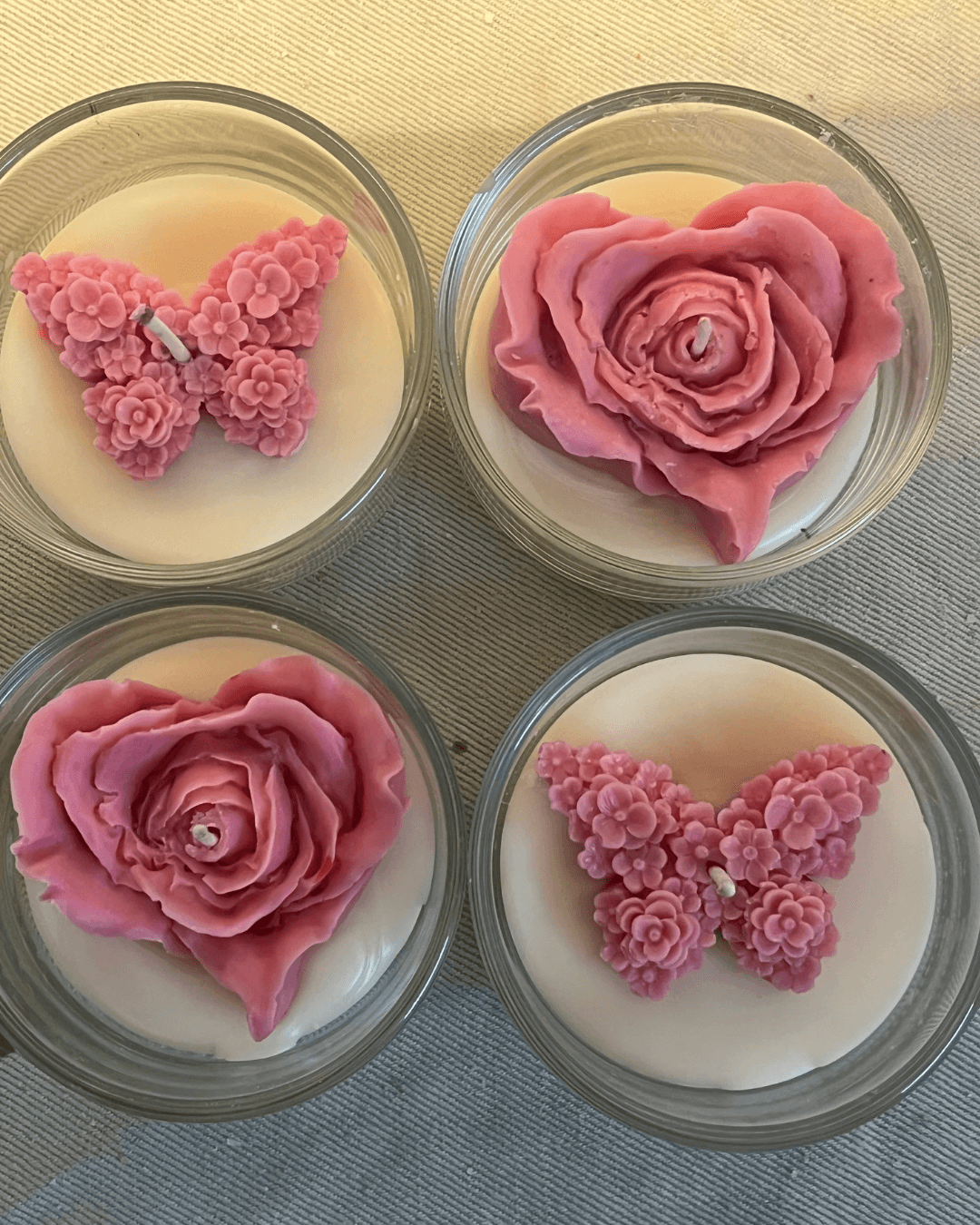 Hand-Poured Rose & Butterfly Floral Topper Soy Candle