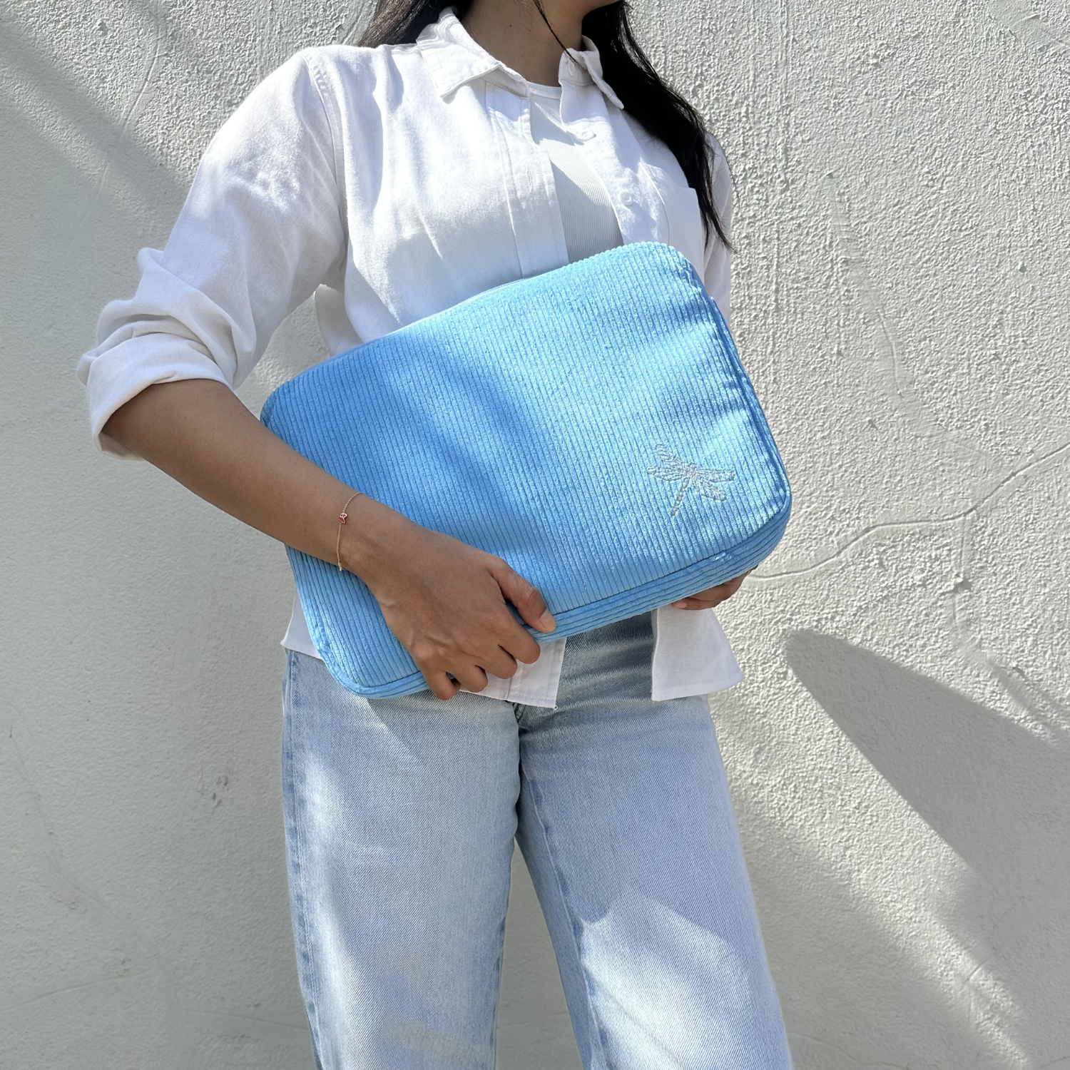 Corduroy Laptop Sleeve — Blue