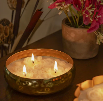 Round Golden Urli | Floral Scented Candle